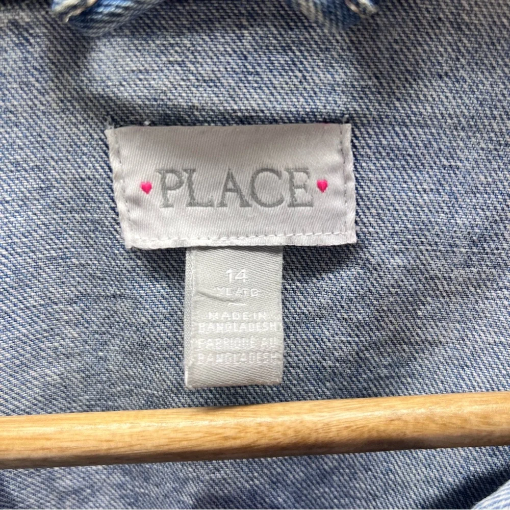 Children’s‎ Place Denim Jean Jacket Girls Youth XL (14) Blue Cute Coat 2926